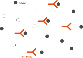 Changing Hemophilia about inhibitors Changing Hemophilia illustration depicting how inhibitors prevent factor from working and slow the clotting process
