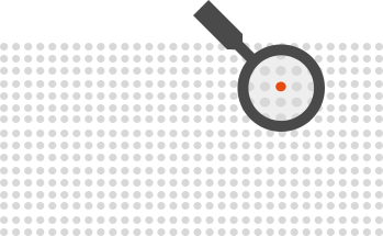 Magnifying glass focused on a red dot icon