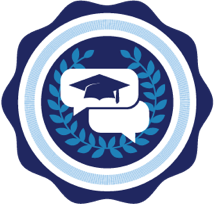 Changing Hemophilia illustration depicting a graduation cap and conversation bubbles on an academic seal