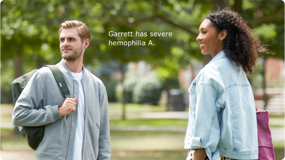 Garrett and a woman looking off into the distance