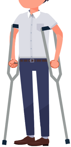 Changing Hemophilia illustration depicting a man using crutches